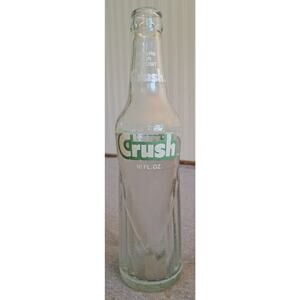 Crush Soda 10 OZ Bottle Clear Glass ACL EVANSTON, IL Pop Collectible #63 retro